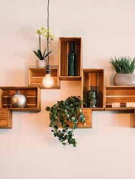 Utilización de madera y plantas para la decoración Zen