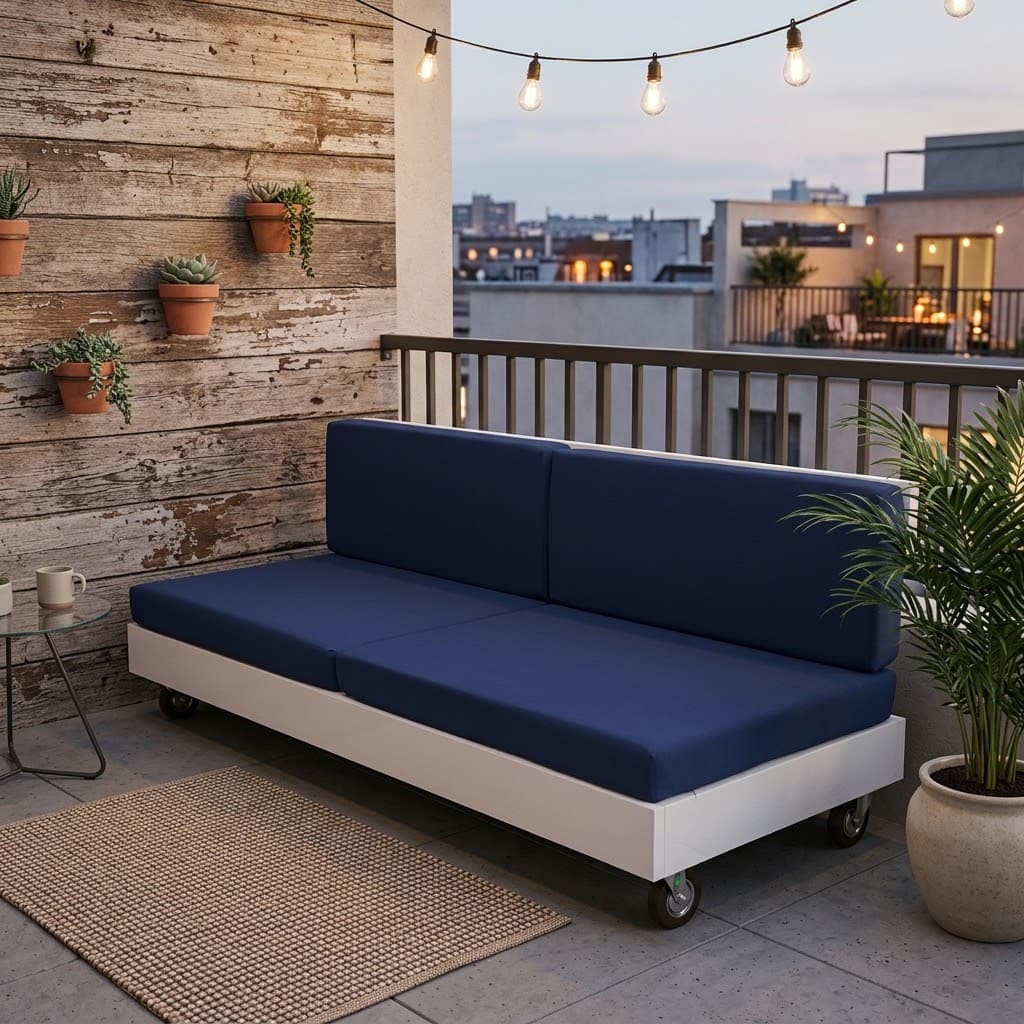 Sofa con ruedas para una terraza