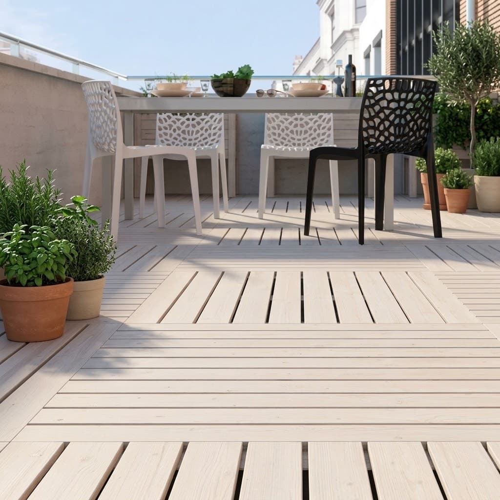 Suelo de color claro para una terraza